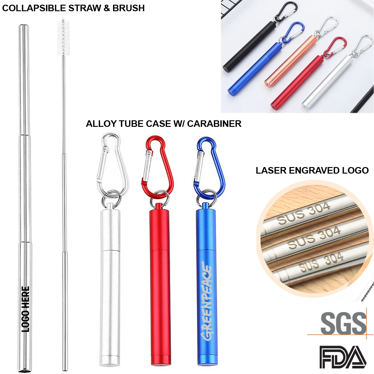 PocketSip Collapsible Stainless Straw Kit 1