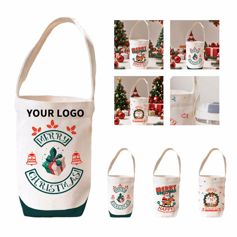 Holiday Hand Carry Canvas Gift Tote 4.8" Length X 7.9" Width X 3.2" Height