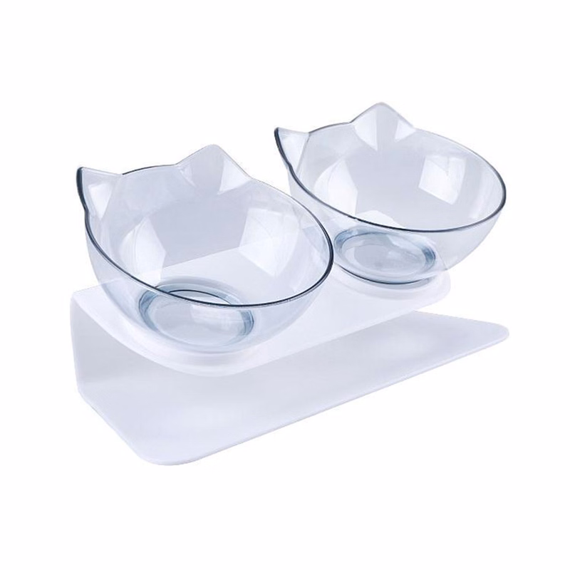 Transparent Non-Slip As & Abs Double Pet Bowl