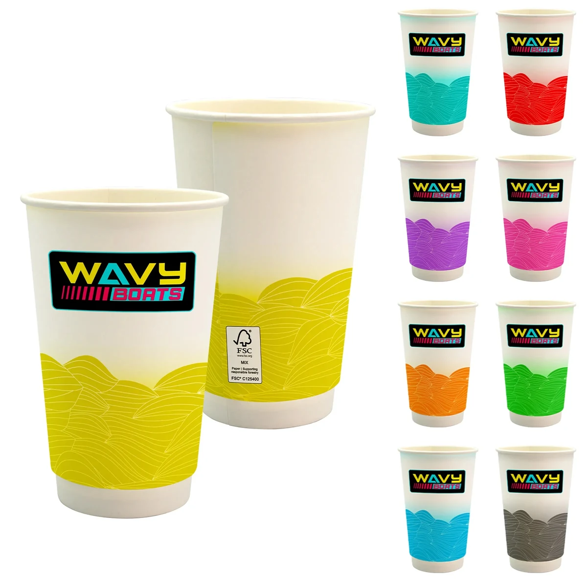 16 oz. Full Color Turbulent Waves Cube Paper Cup 1