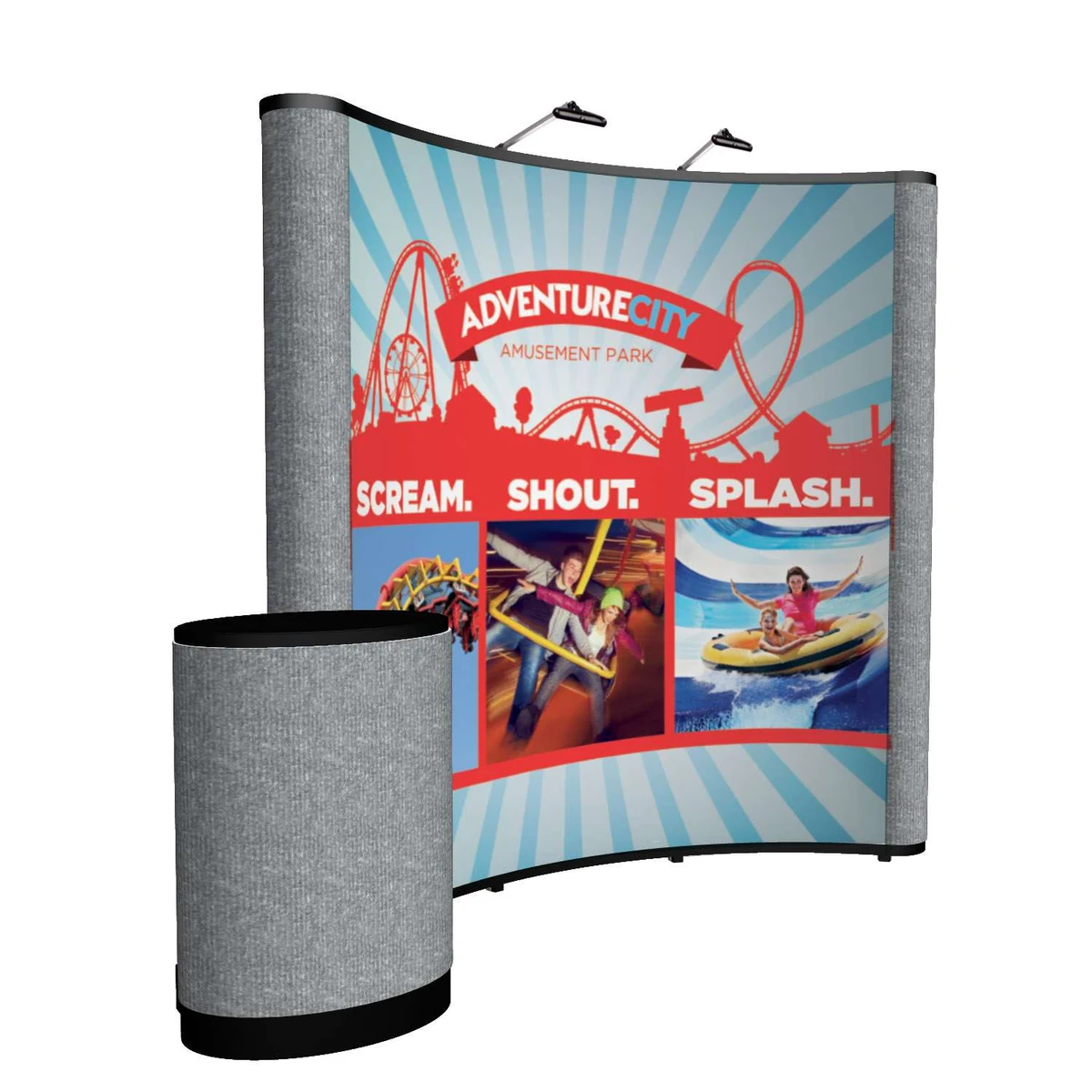 8' Curved Show 'N Rise Floor Display Kit (Mural with Fabric Ends) 1