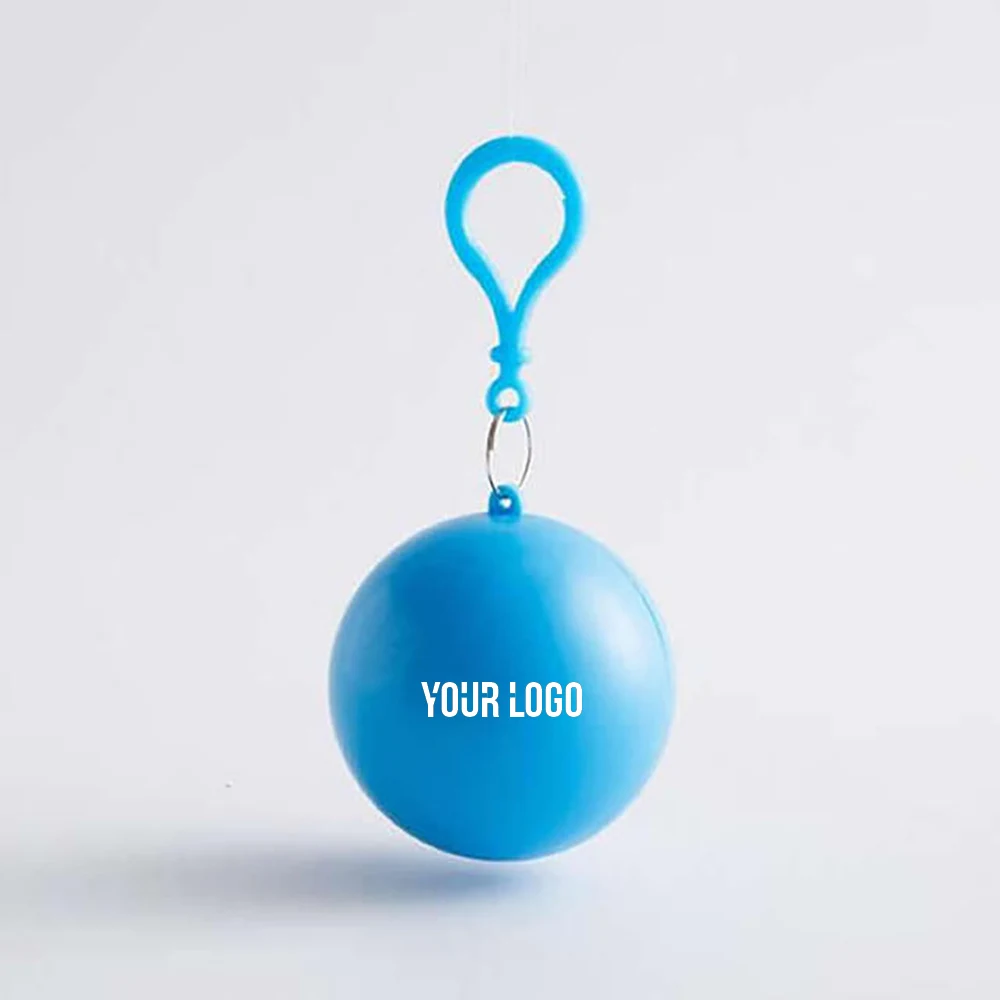 Disposable Raincoat Poncho Ball Keychain 1