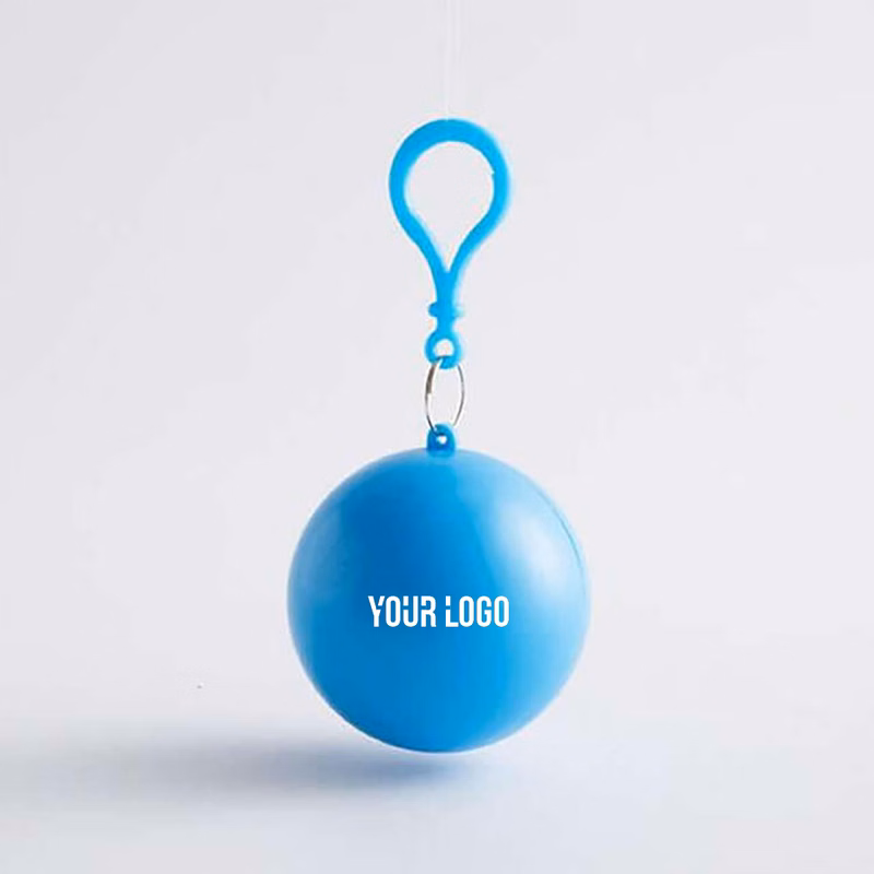 Disposable Raincoat Poncho Ball Keychain