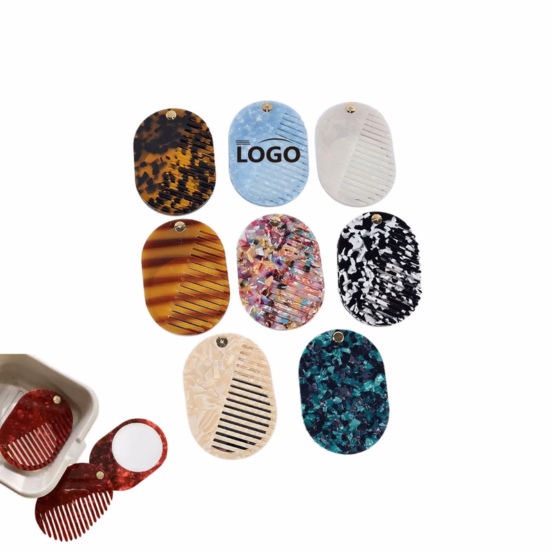 Portable Acetate Comb Folding Mirror