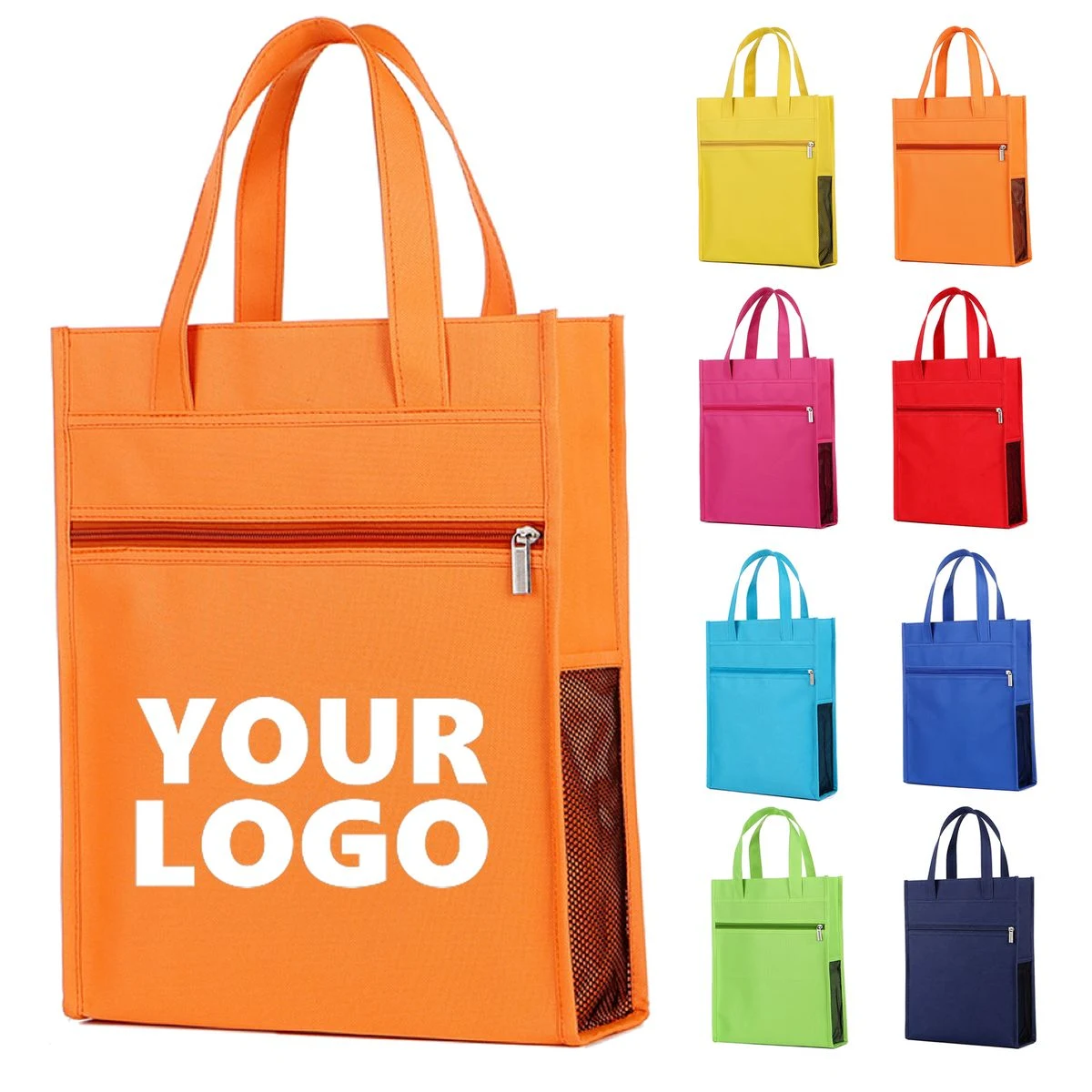 Front Zipper Pocket Oxford Storage Organizer Tote Bag, custom tote bag with logo imprint 1