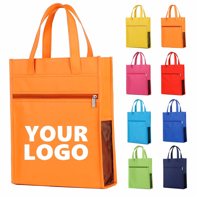 Front Zipper Pocket Oxford Storage Organizer Tote Bag