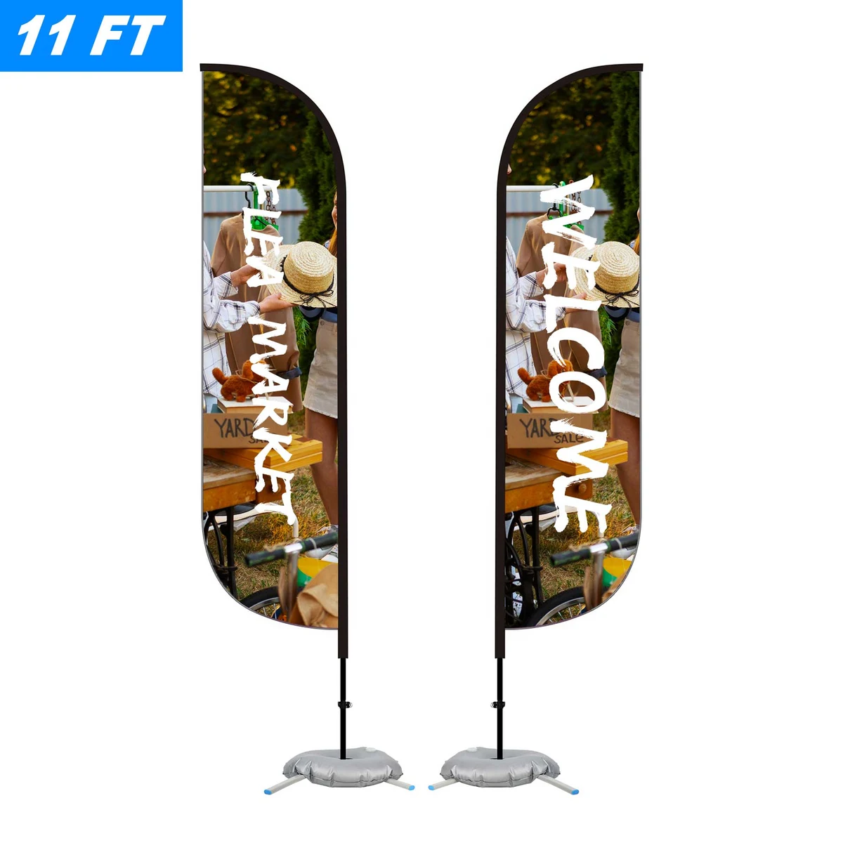 11' Custom Feather Flag Kit-Double Sided W/ Cross Base 1