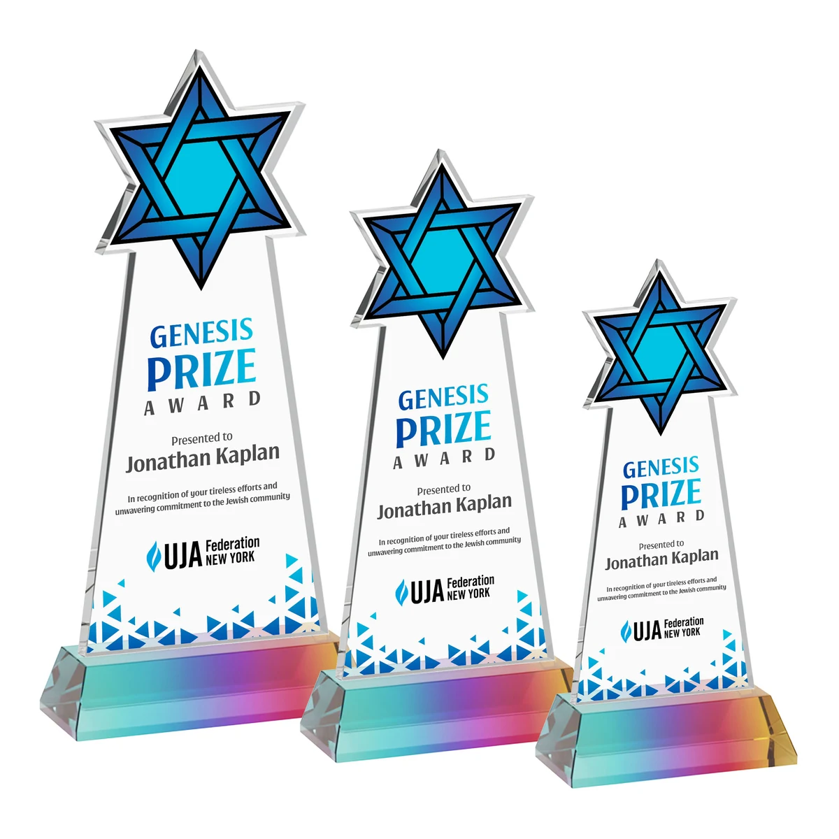 Star of David VividPrint™ Award on Hartford Base - Prismatic 1