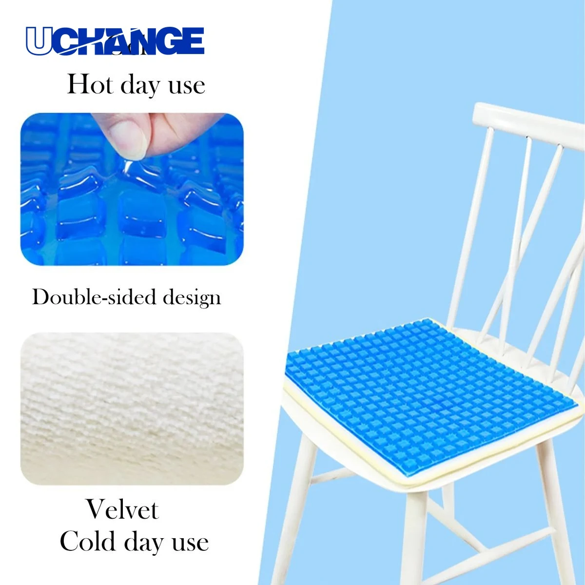 Double-Sided Gel and Velvet Seat Cushion, promotional household item with logo imprint 1