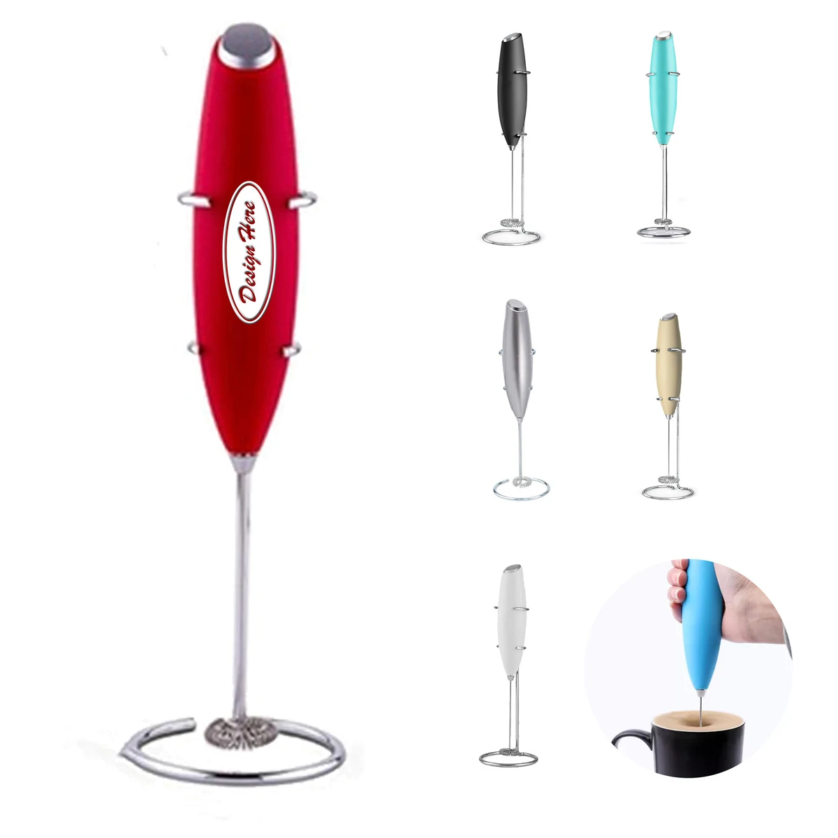Premium Handheld Drink Mixer and Milk Frother with Stand 1