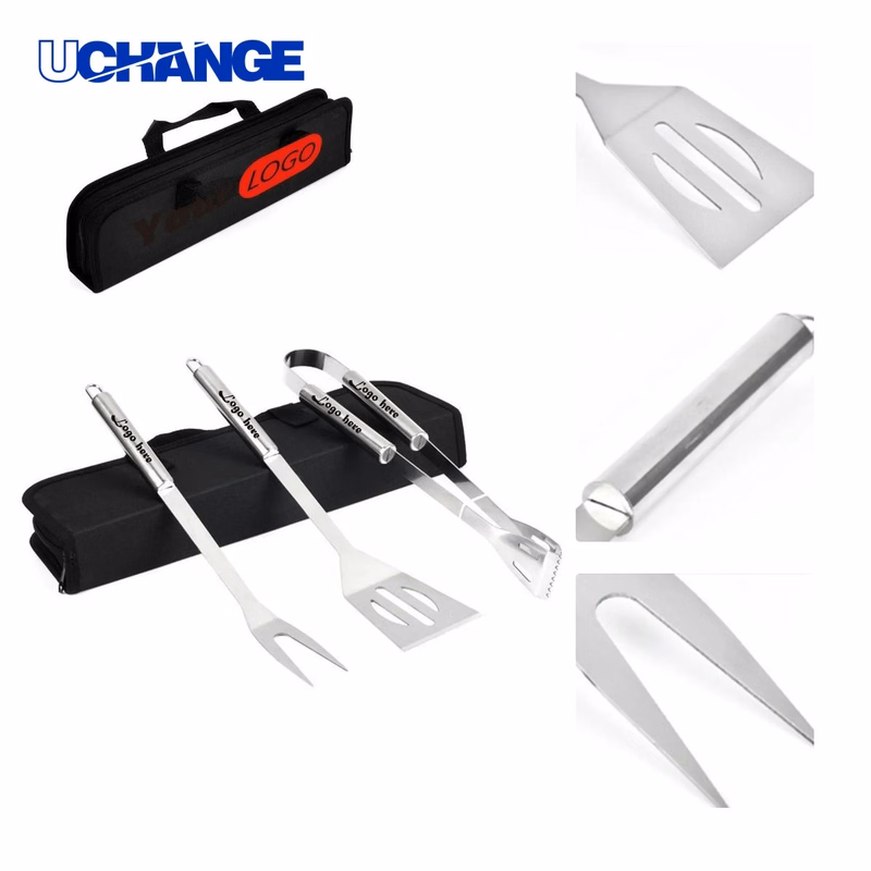 3 Piece BBQ Tool Set with Bag for Cooking