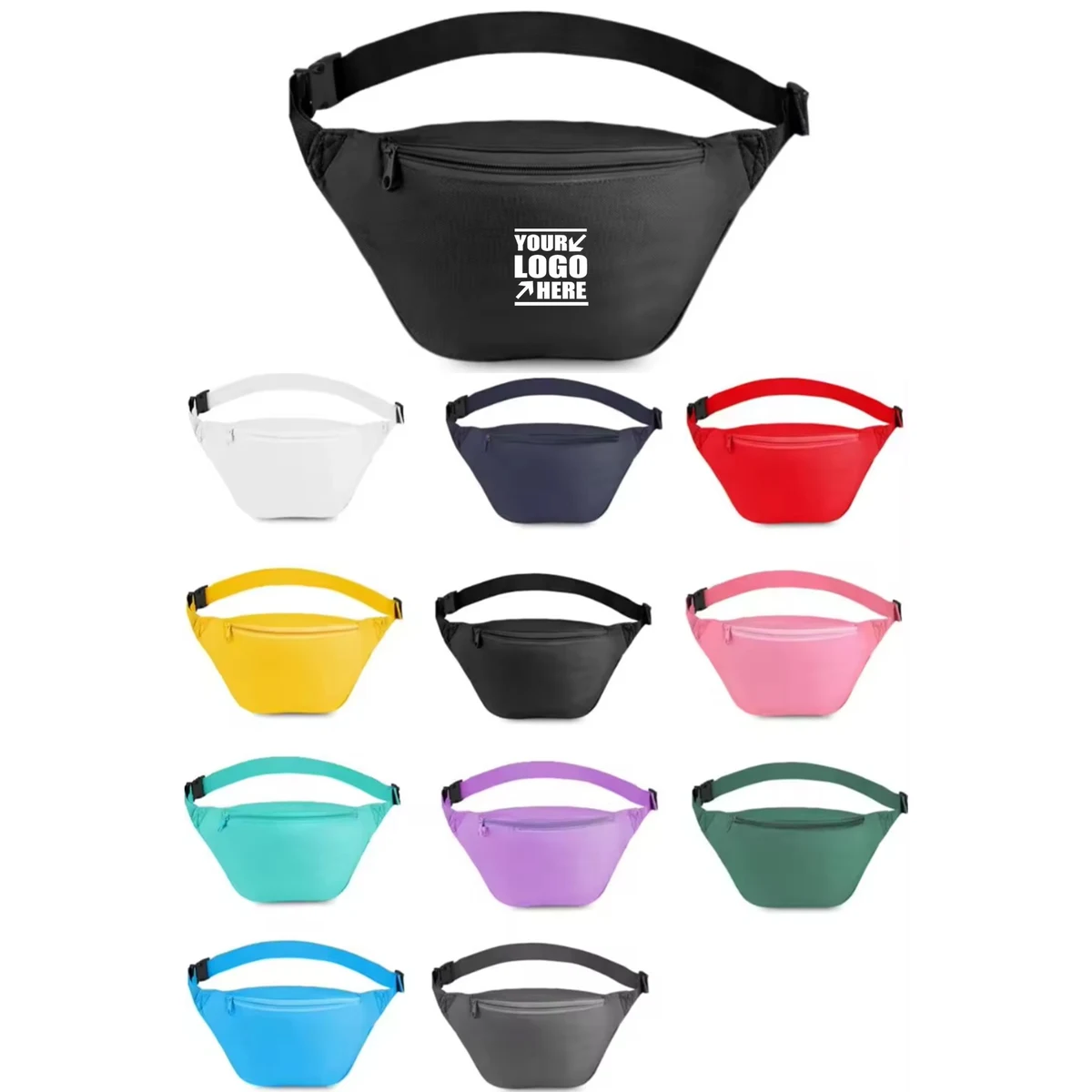 Reinforced 2 Zipper Canvas Crossbody Fanny Pack 1