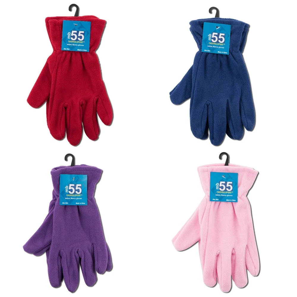 Women's Fleece Gloves - Assorted Colors 12 Pack 1
