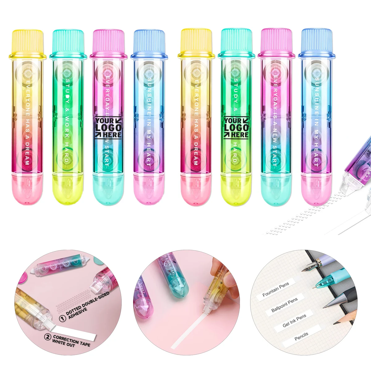 2 in 1 School Home Office Supply Cute Quick Dry Japan White Out Correction Double Sided Tape Roller 1