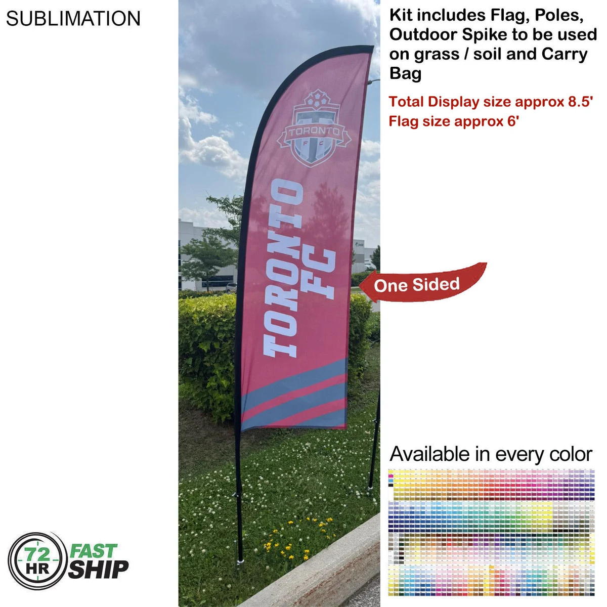 72Hr Fast Ship - 8.5' X-Small Feather Flag Kit, Full Color Graphics One Side 1