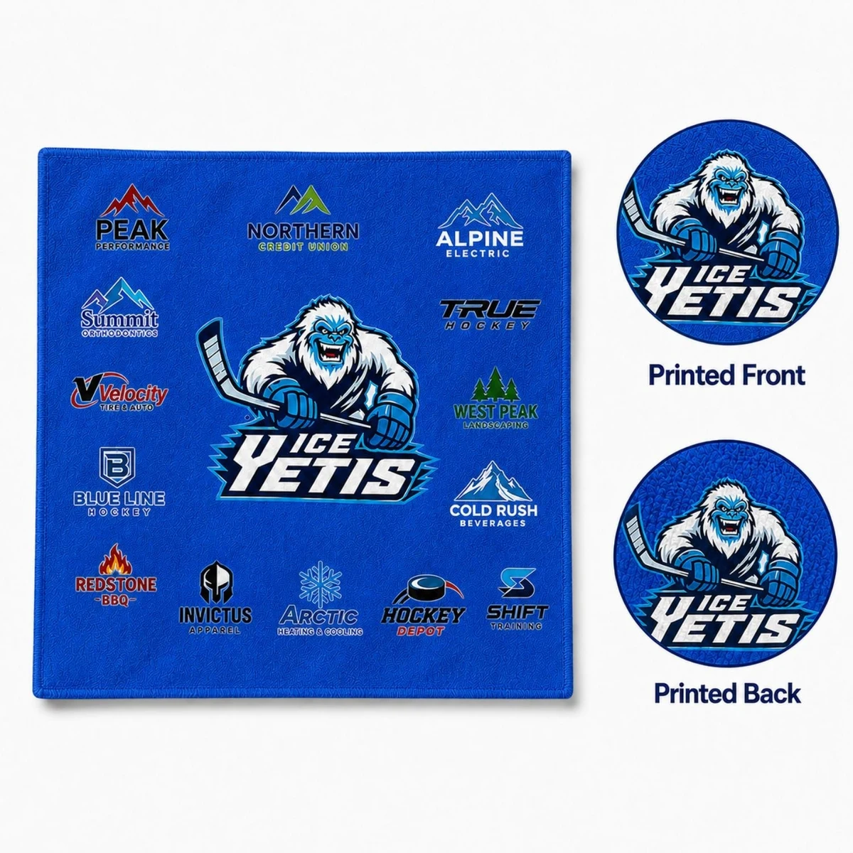24 Hr Express Ship - Colored Microfiber Dri-Lite Terry Fan, Cheering, Skate Towel, 12x12, Sublimated 1
