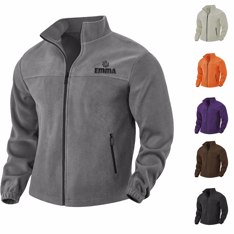 Men's Lightweight Full Zip Stand Collar Fleece Jacket