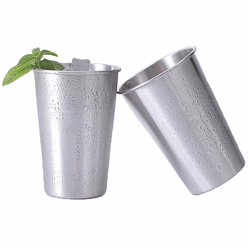 MOQ 50pcs 16 OZ Single Wall Stainless Steel Pint Cup