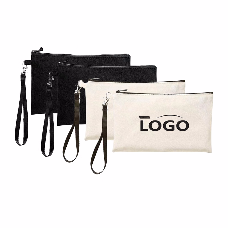 MOQ50 Canvas Pencil Case With Zipper And Hook