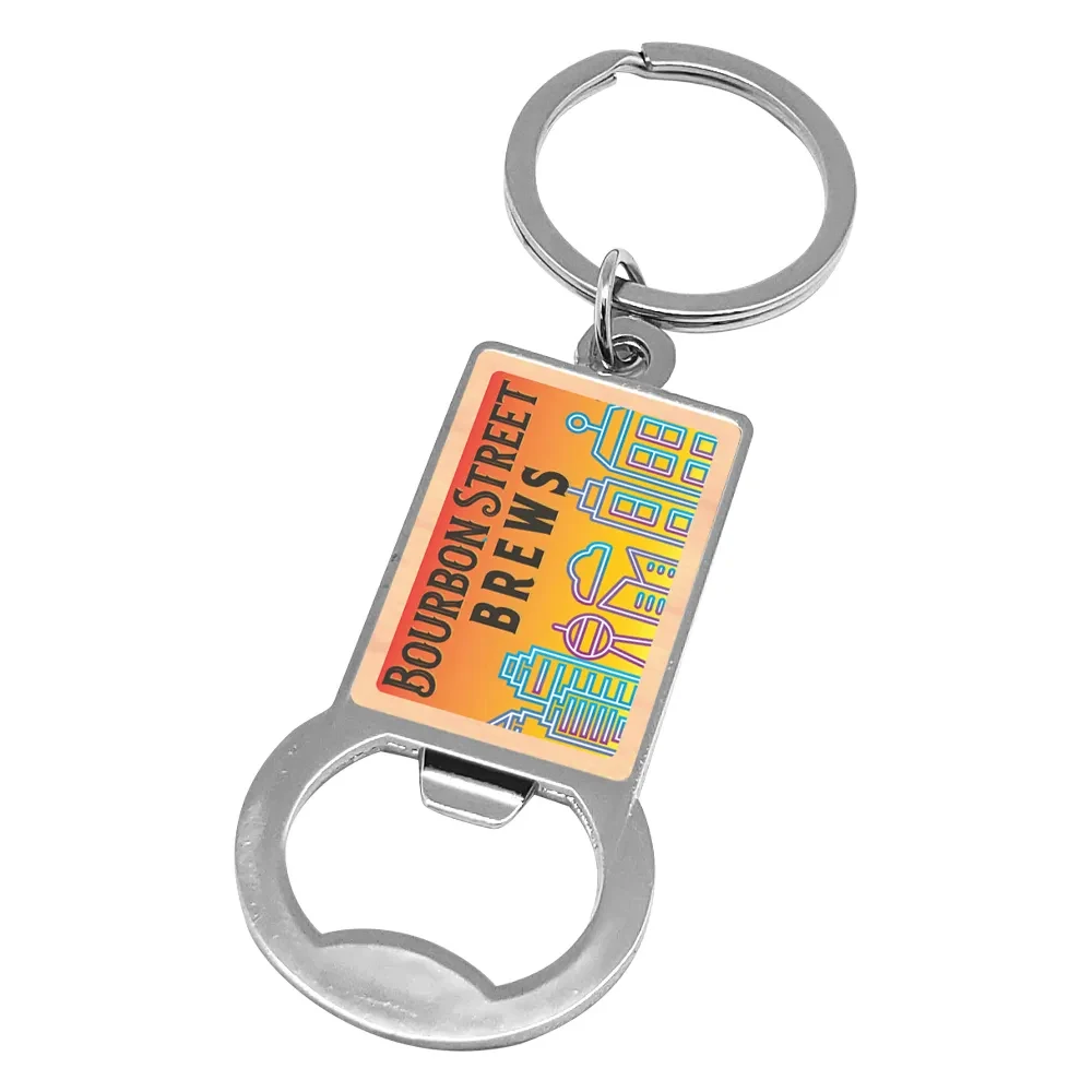 UV Color Wood Imprint Bottle Opener Keychain (Single Sided) 1