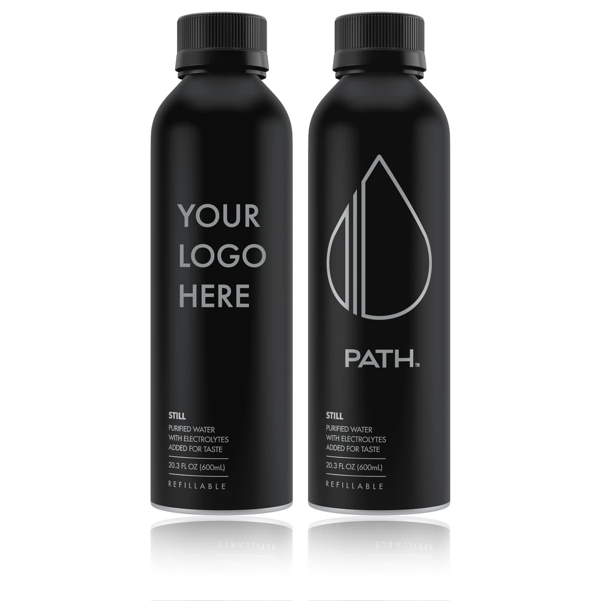 Custom Black Refillable Bottled Water (20.3oz) 1