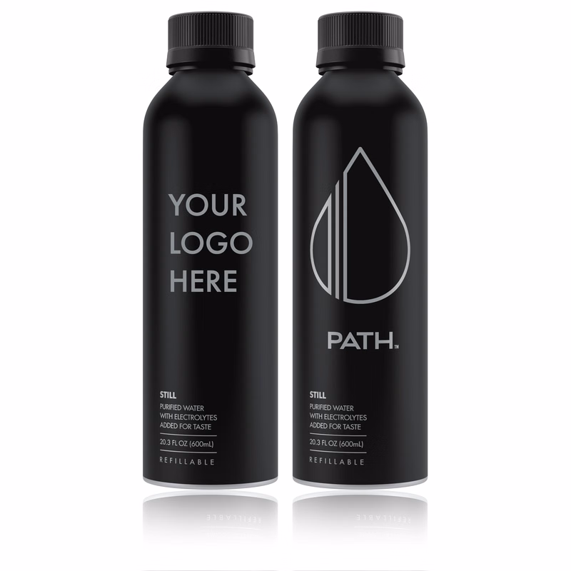 Custom Black Refillable Bottled Water (20.3oz)