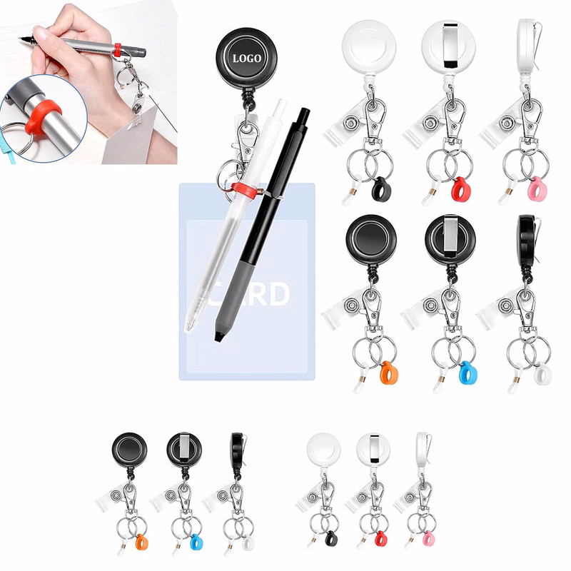 Easy Pull Badge Reel Silicone Clip With Lobster Buckle Pen Holder Keychain