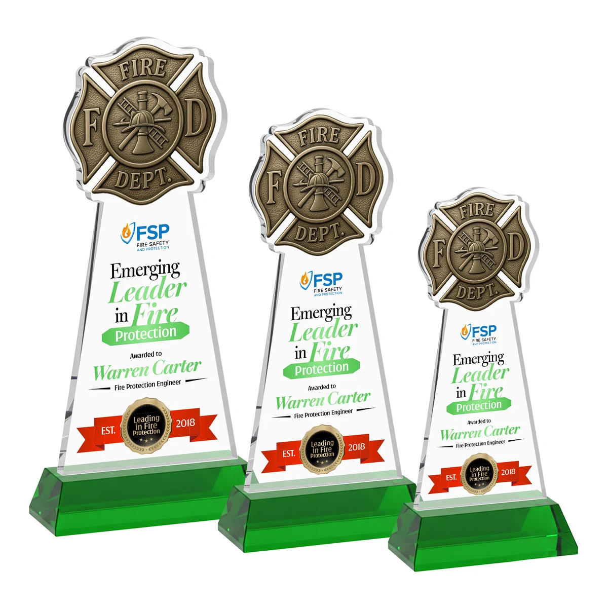 Fire Dept VividPrint™ Award on Hartford Base - Green 1