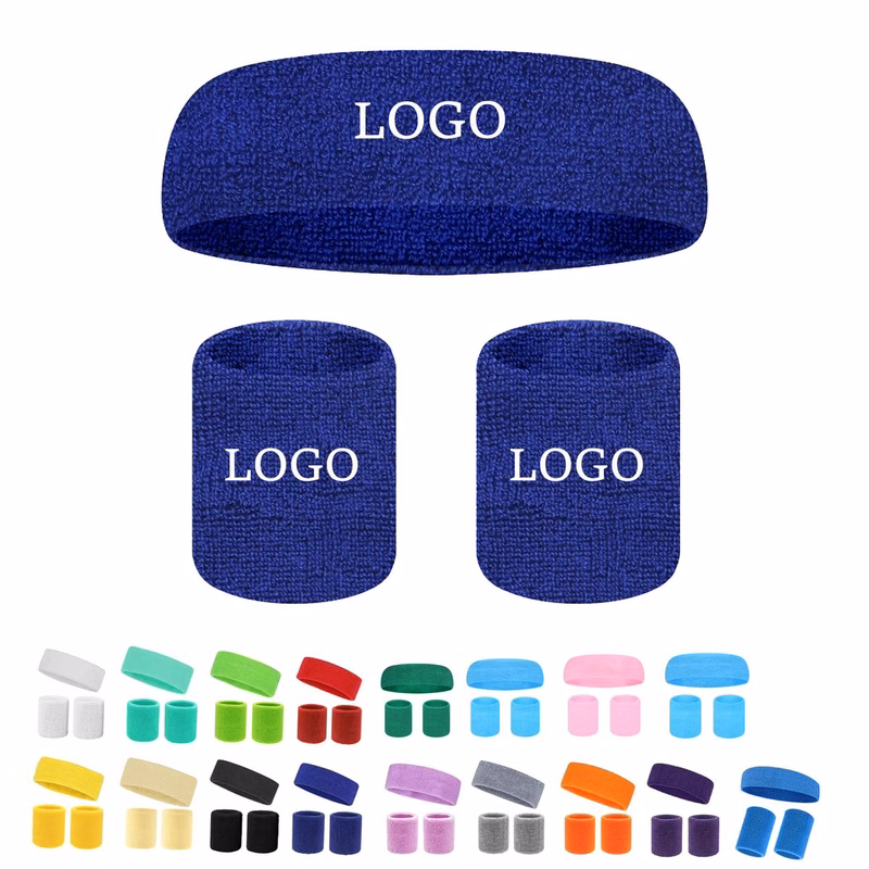 MOQ 20 Piece 3 In 1 Sports Headband Wristband Set