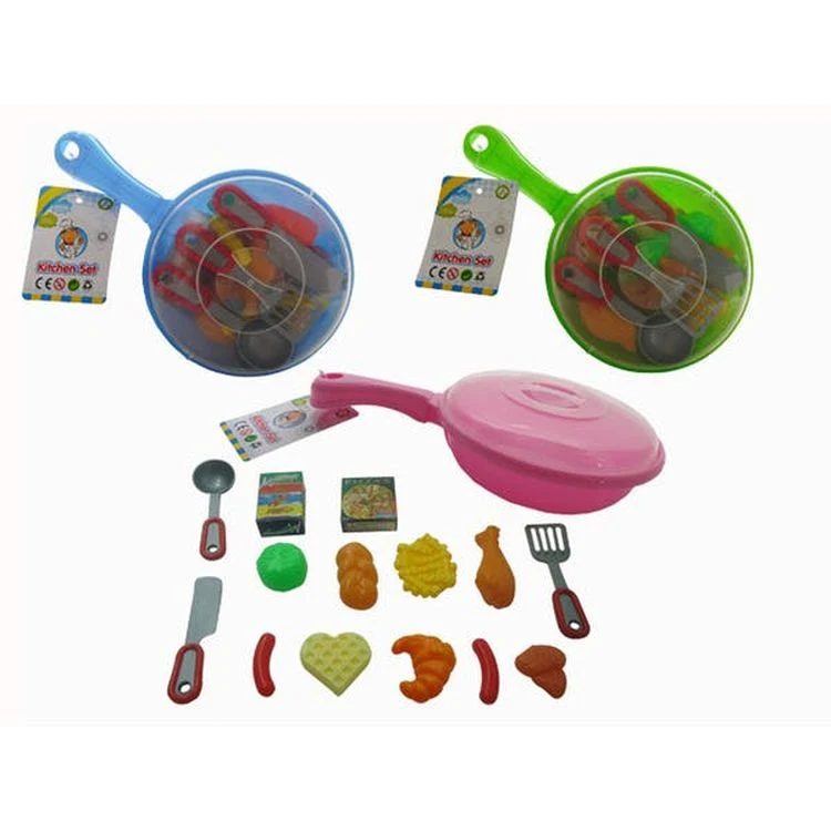 Cooking Pan Playset - Assorted Plastic Foods 1