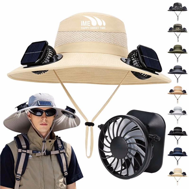 Solar Fan Hat With Wide Brim