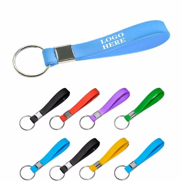 Custom 8 Inch Silicone Bracelet Keychain with Metal Clasp — Brand Visibility Wristband