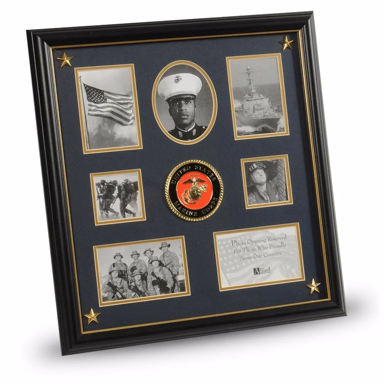 U.S. Marine Corps Medallion 7 Picture Collage Frame with Stars