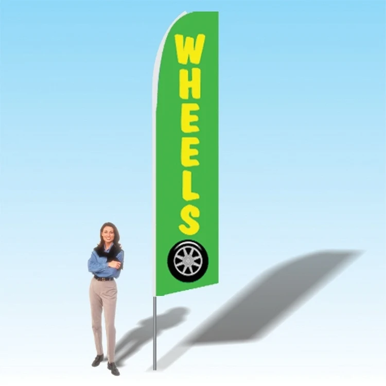 15FT Wheels green Advertising Banner Flag 1