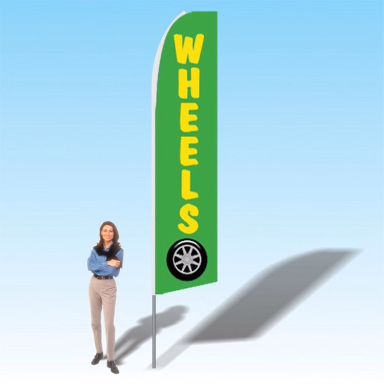 15FT Wheels green Advertising Banner Flag
