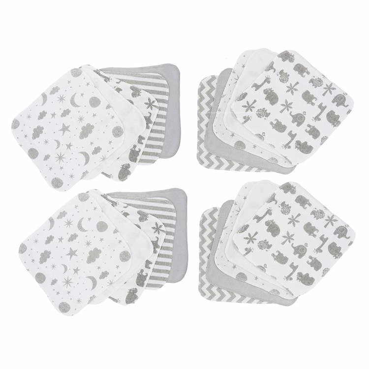 Terry Baby Washcloths - Gray 20 Pack