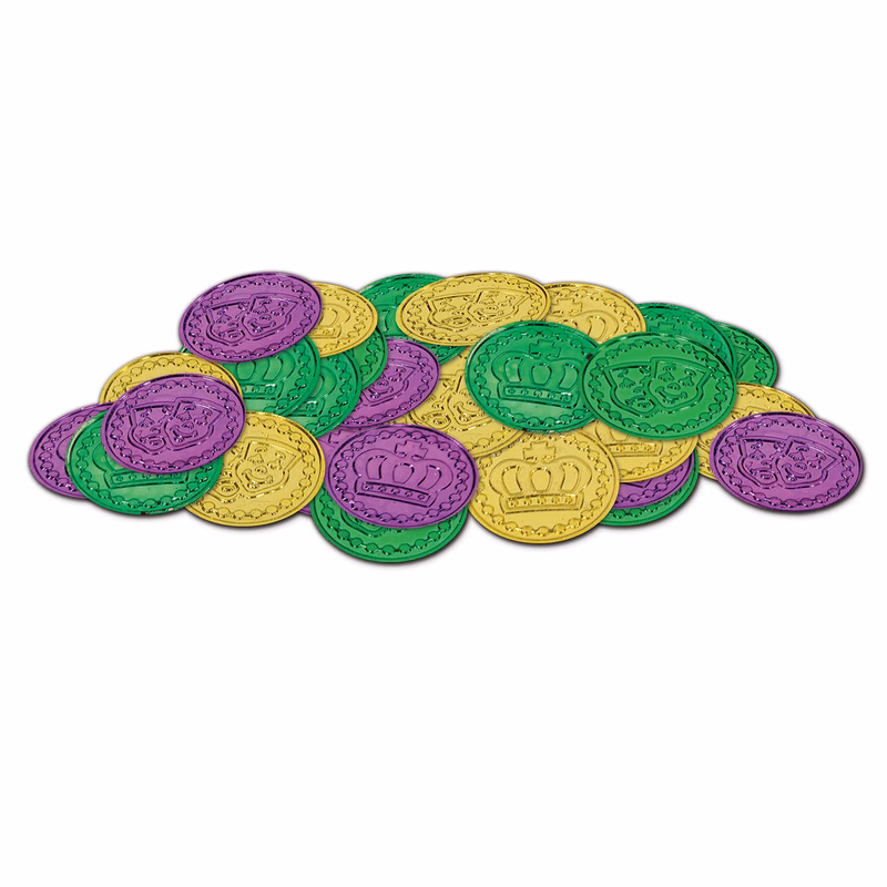 Mardi Gras Plastic Coins w/ Embossed Design