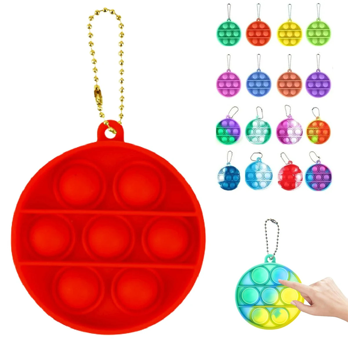 Round Pop Bubble Fidget Sensory Toy Keychain 1