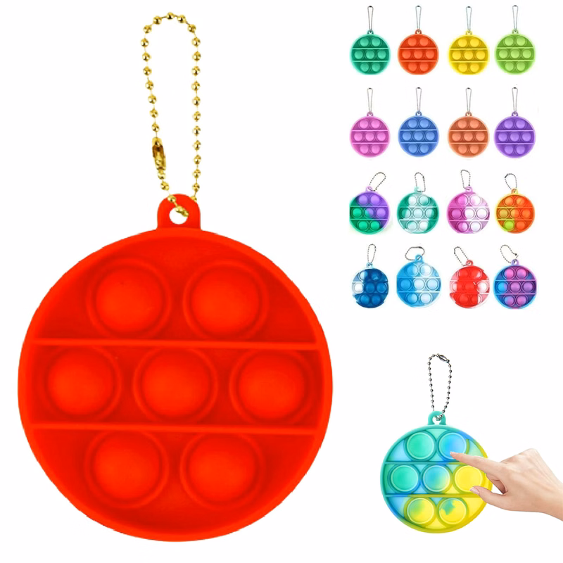 Round Pop Bubble Fidget Sensory Toy Keychain