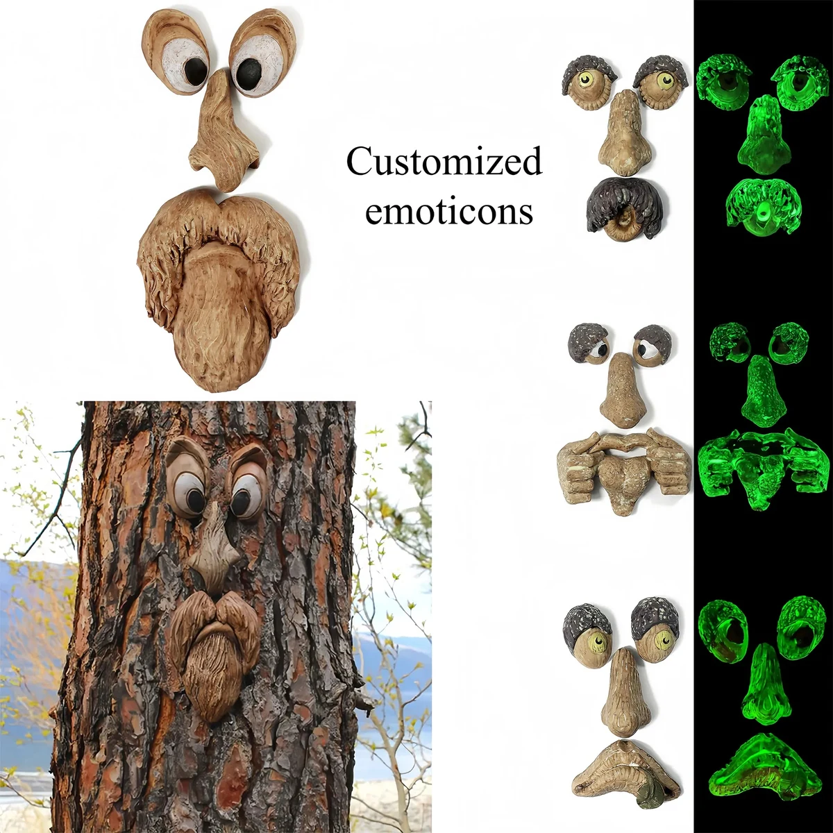 Customized Luminous Tree Face Expression Resin Ornament 1