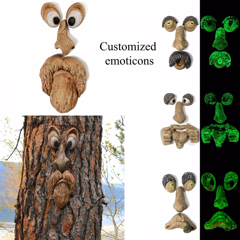 Customized Luminous Tree Face Expression Resin Ornament