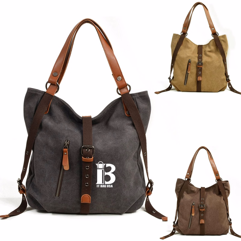 Canvas Multifunctional Shoulder Bucket Backpack