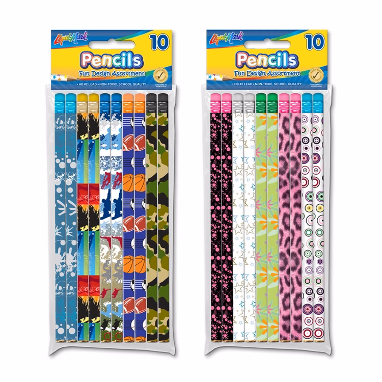 10pk #2 Fashion Pencils (Boys & Girls Theme Sets) with Eraser
