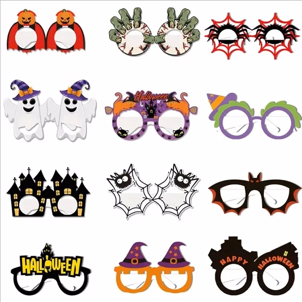 Custom Halloween Felt Novelty Glasses with Detailed Designs — Fun Party Photo Prop