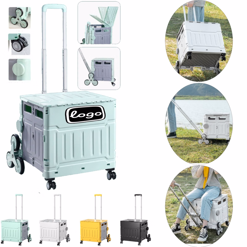 Foldable Utility Cart Trolley with Climbing Wheels 75L Wagon Hand Truck