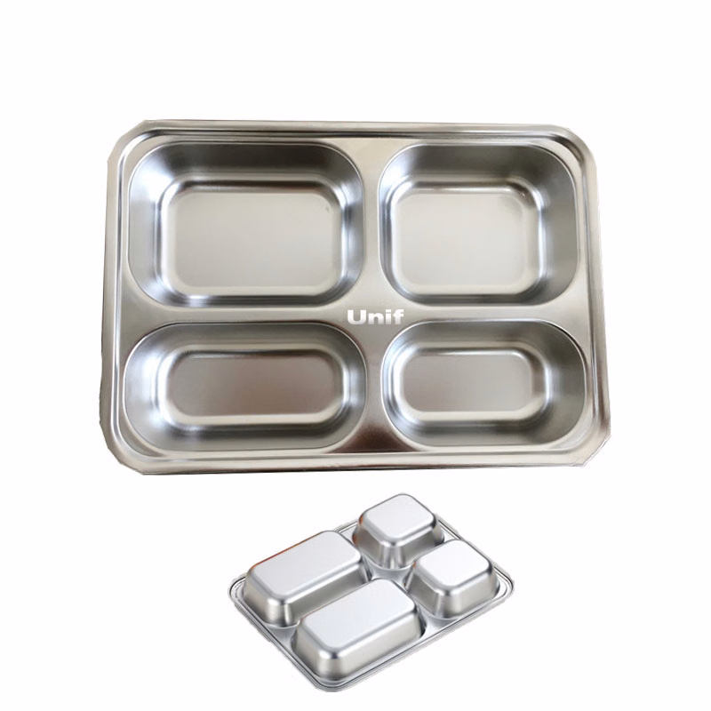 Stainless Steel Four-compartment Dinner Plate Tray