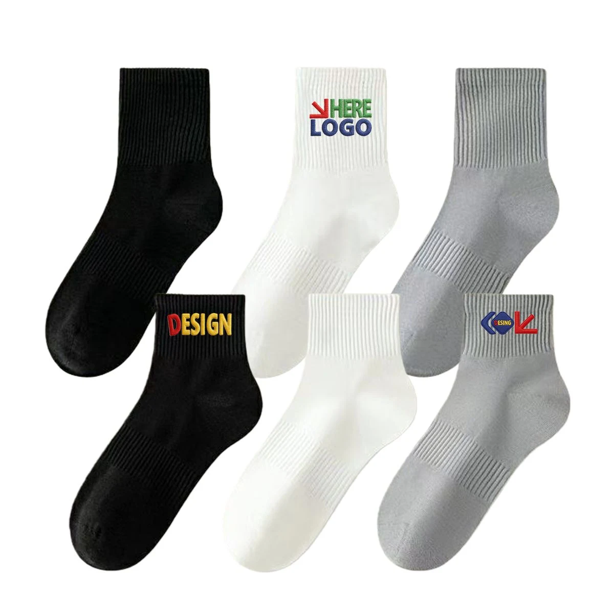 Embroidered Socks with Arch Elastic Band 1