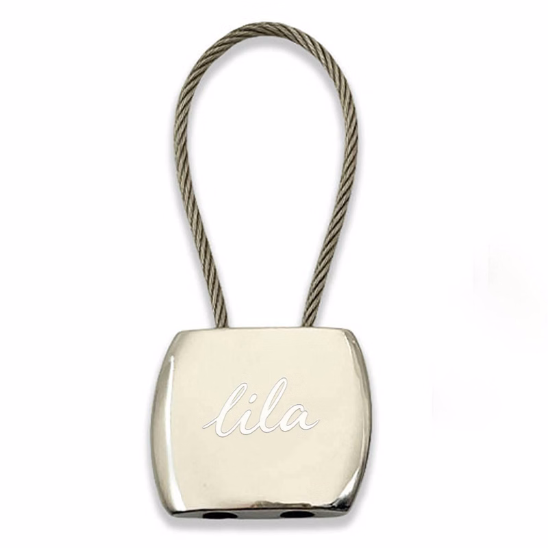 Zinc Alloy Retractable Perspective Square Keychain
