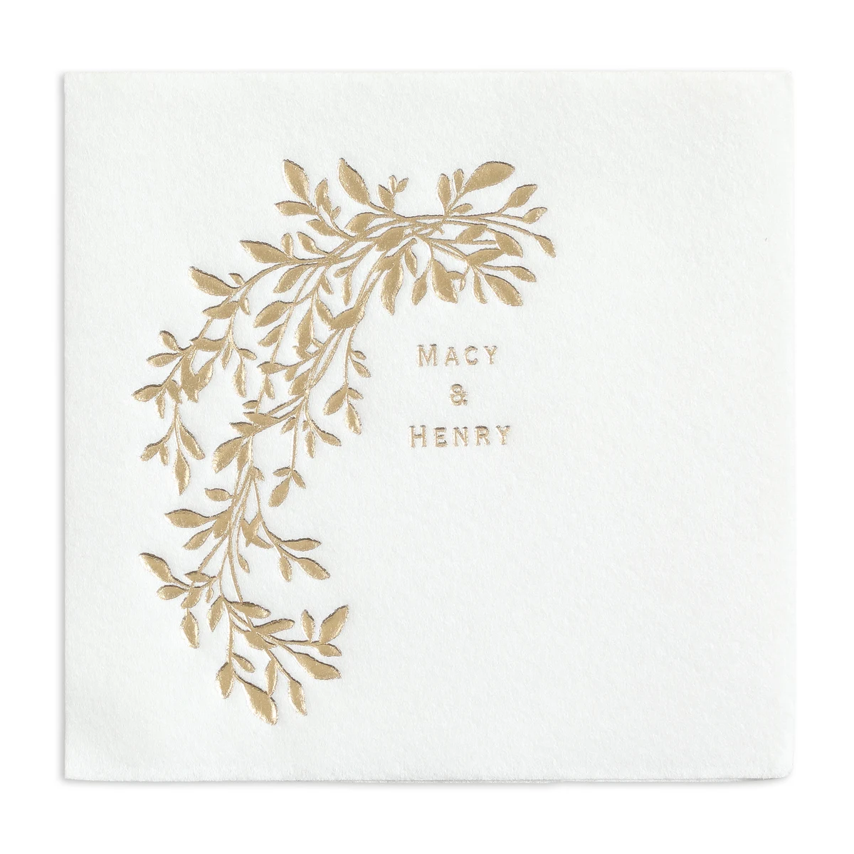 Hanging Vines Premium Beverage Napkin w/uncoined Edge (White) 1