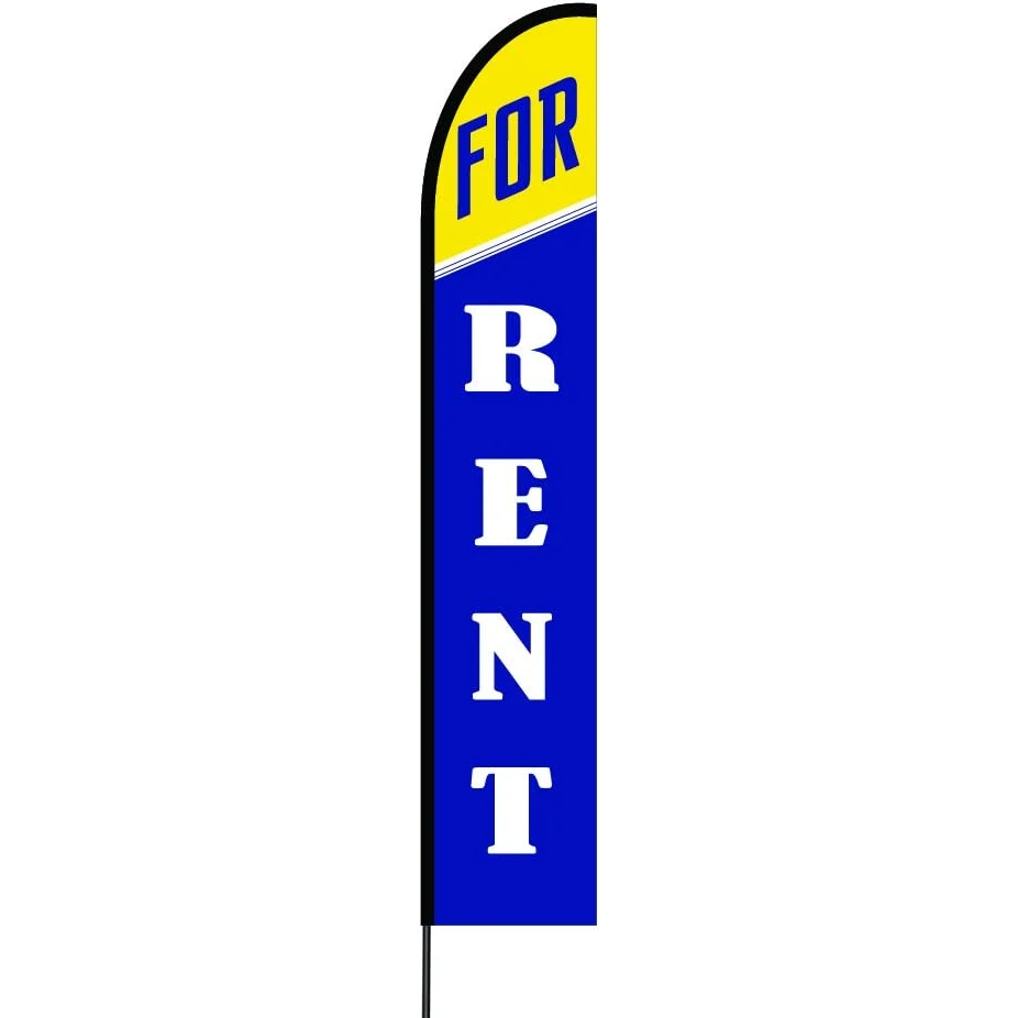 For Rent Flag Kit 15' Feet Feather Flag Sign Outdoor Banner 1